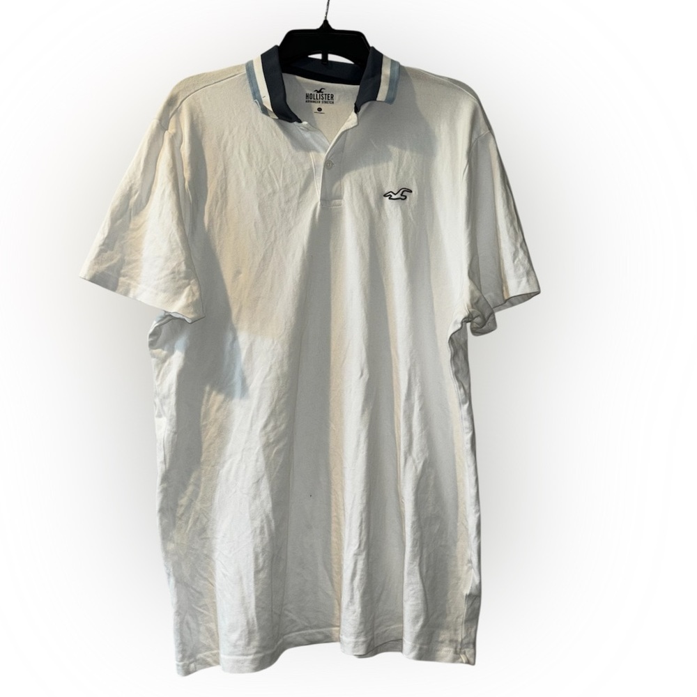 Hollister Advanced Stretch Short Sleeve Polo White Shirt Mens